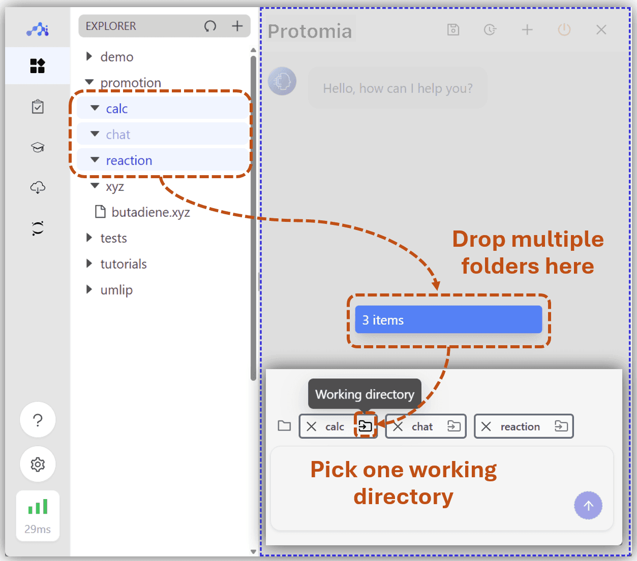 Dropping multiple folders and selecting a working directory